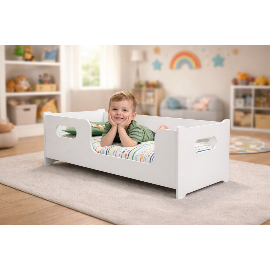 Cama Encanto Infantil Montessoriana Grade Proteção Resistente Criança Bebê UnissexConfortável Gaspalar Mobilia
