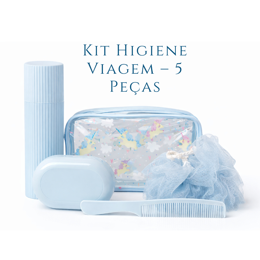 Kit Higiene Completo para Viagem 5 Peças com Necessaire