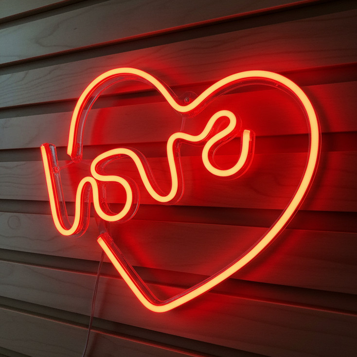 Letreiro Neon LED Coração Love 3D Romântico Decoração Quarto Presente