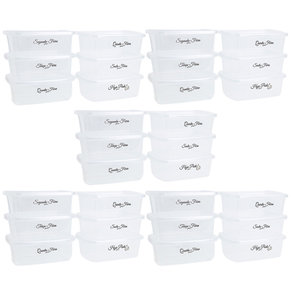 Kit 30 Potes Marmitas Semaninha Fitness 800ml Pode Ir No Freezer Microondas Incolor Cozinha
