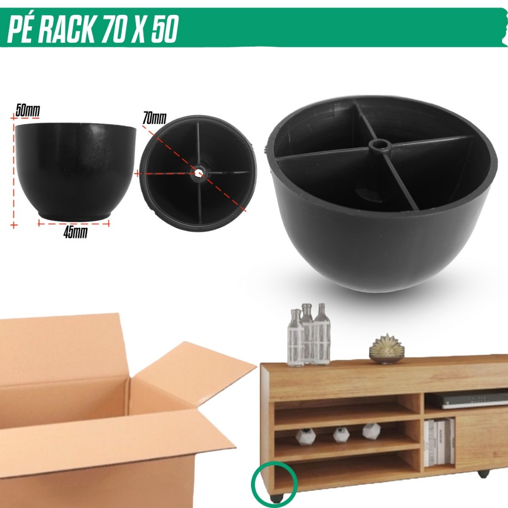 Kit 4/8/12/24/48 Pé de Rack Para Móveis TV Armário Reforçado Cômoda Gabinete