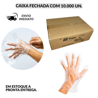Kit 10.000 Unidades Caixa Luva Descartável Plástica Multiuso Talge e Medix Luva Plástica Transparente em Oferta na Shopee