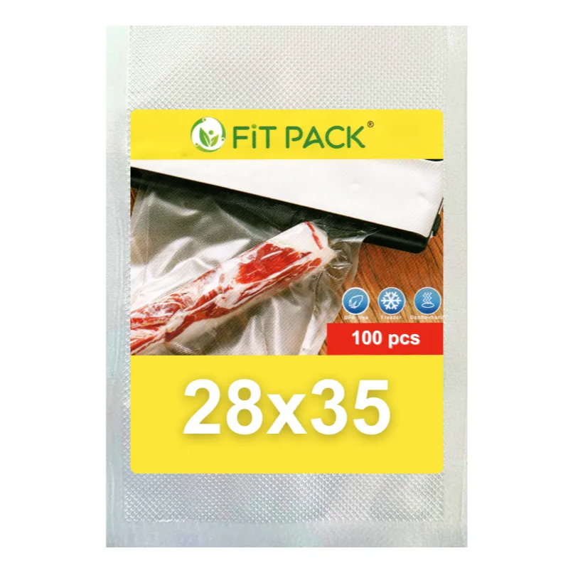 100 Sacos A Vácuo 28x35 cm com Ranhuras para Seladora Embalagem Gofrada - FIT PACK