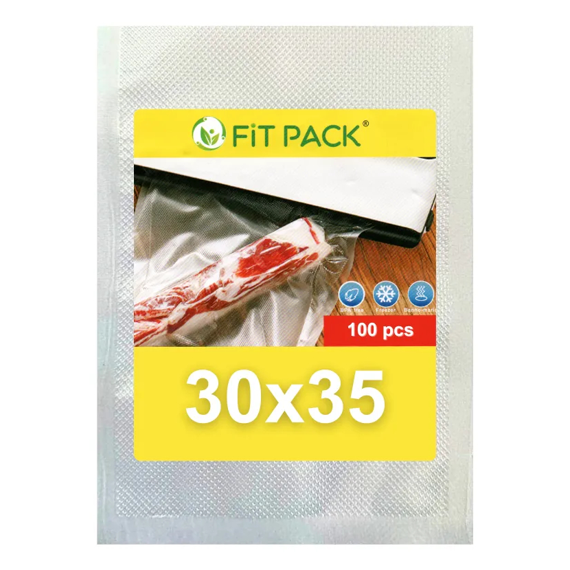100 Sacos A Vácuo 30x35 cm com Ranhuras para Seladora Embalagem Gofrada - FIT PACK