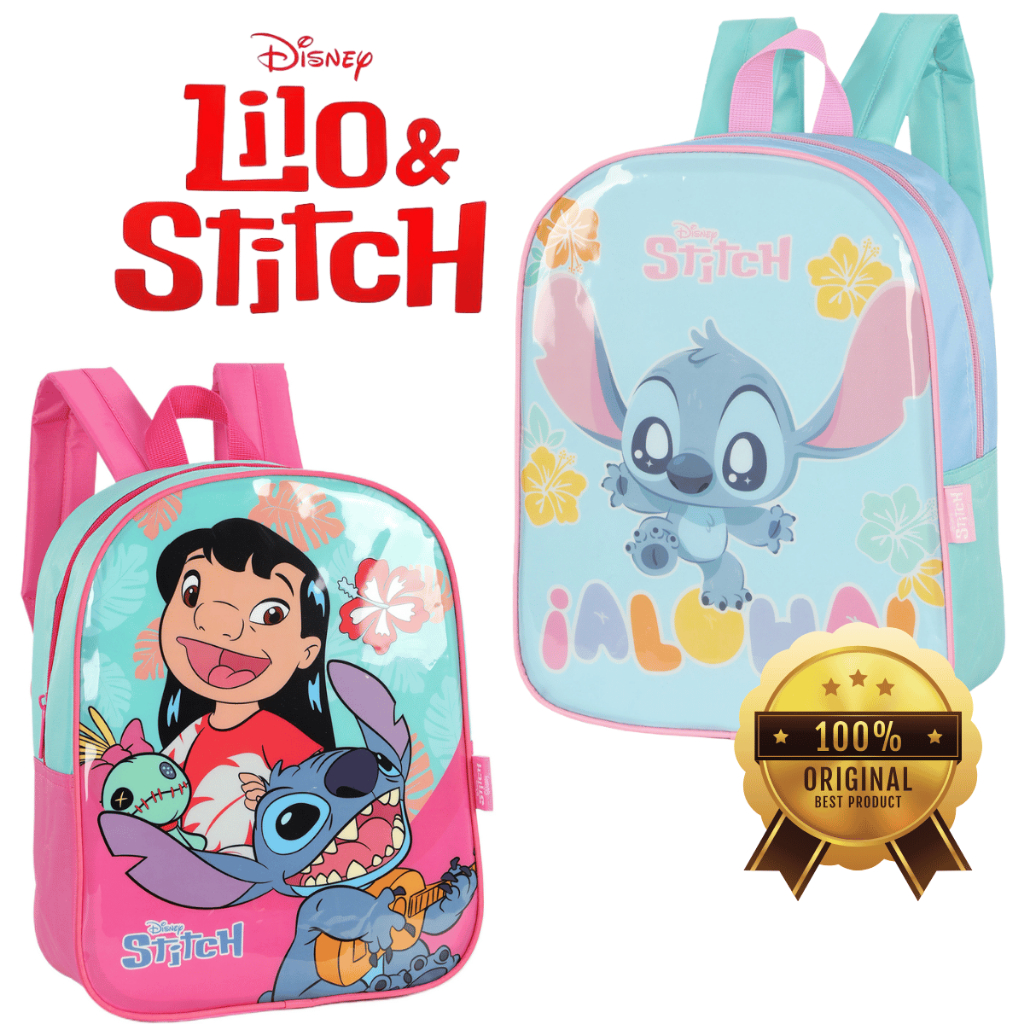 ORIGINAL Disney Lilo e Stitch Mochila Creche Pequena 13' Escolar Infantil Rodinhas Costas Creche Pré