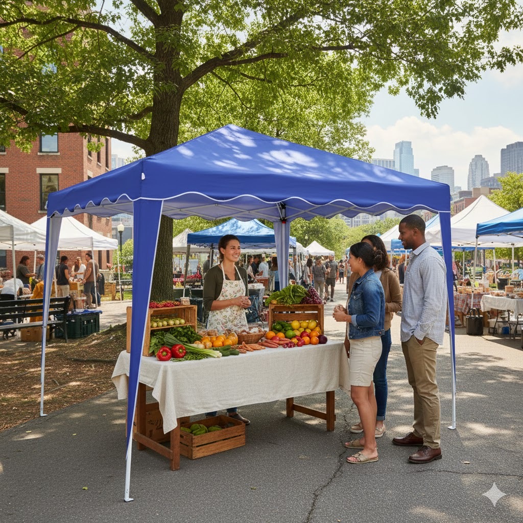 Tenda De Praia Desmontavel Gazebo 3x3 Articulado Pé Aluminio Completa