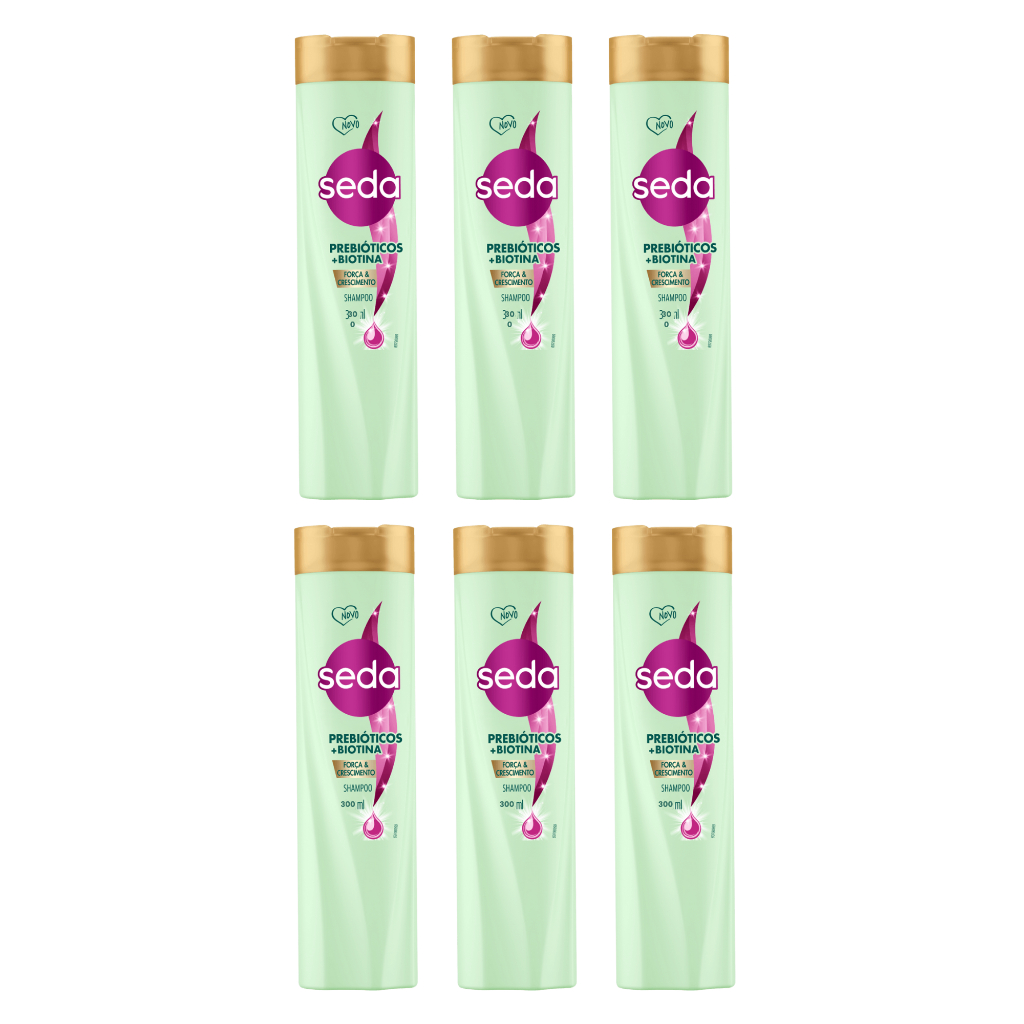 Kit 6x Shampoo Seda Prebióticos + Biotina Força e Crescimento 300ml