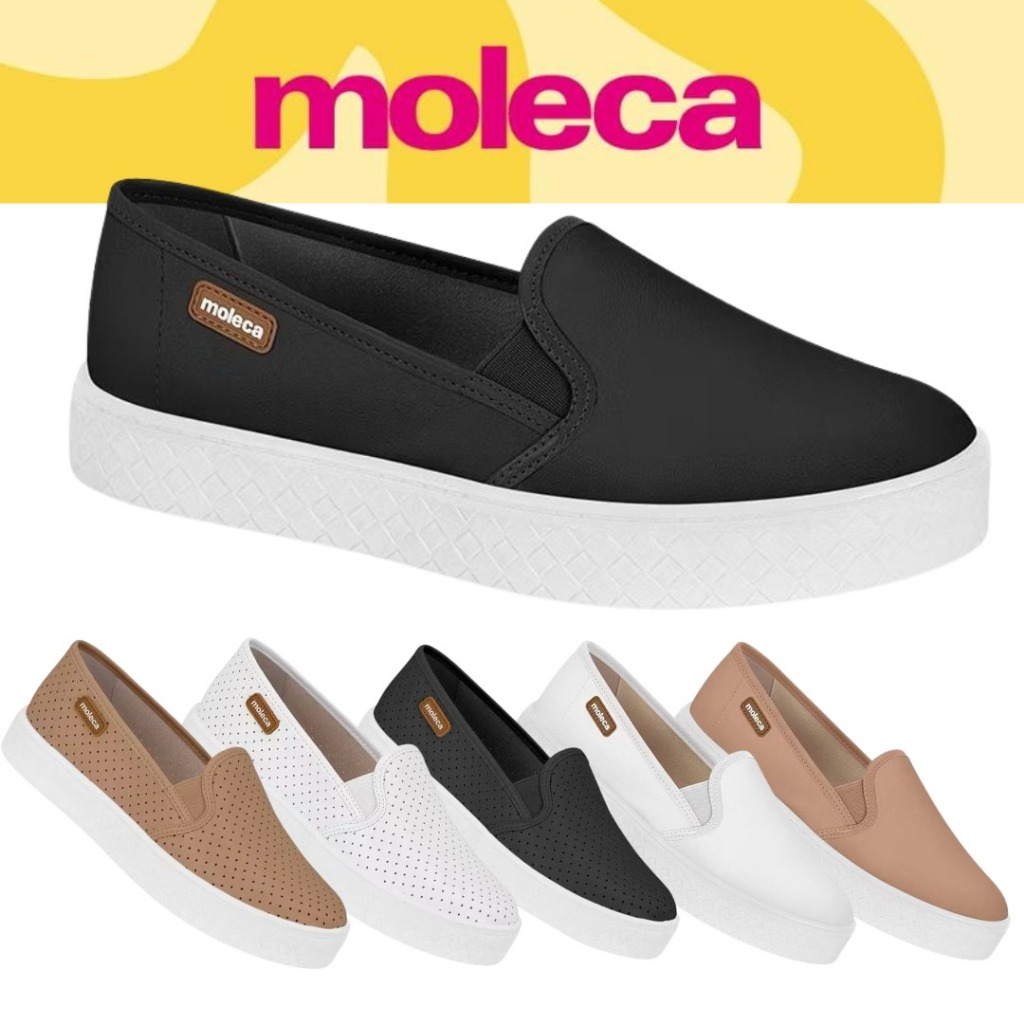 Tenis Feminino Moleca Slip On Plataforma confort em Oferta na Shopee