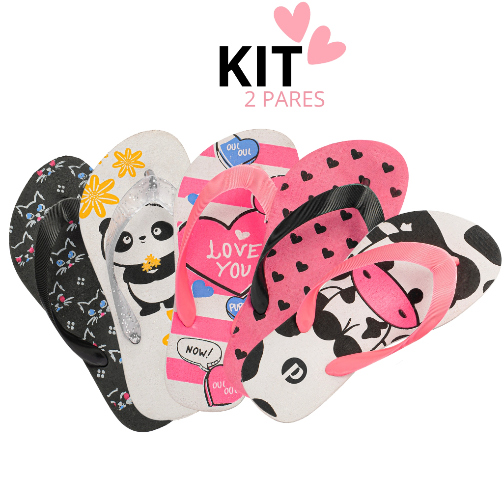Kit Chinelo Menina Confortável Passeio em Oferta na Shopee