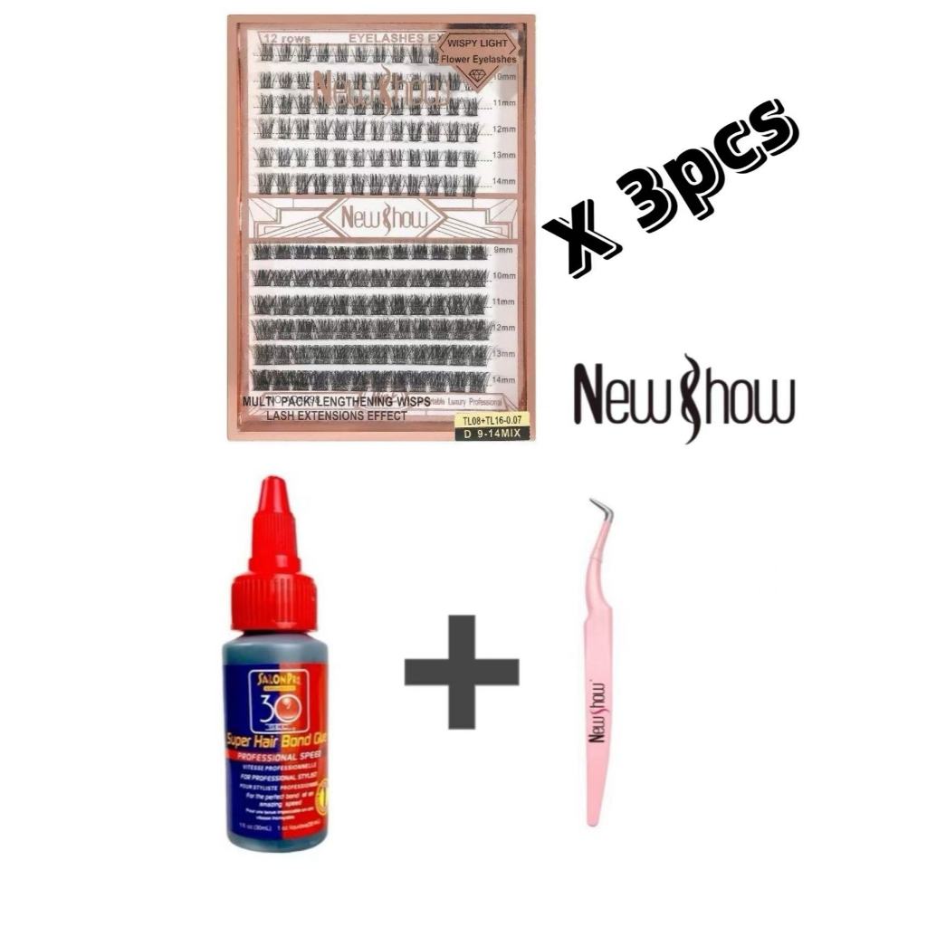 New Show Cartela De Cilios Tufo Tufinho 3caixa TL08+TL16 0.07D 9-14MIX+ 1 Cola 30ml+1 Pinça em Oferta na Shopee