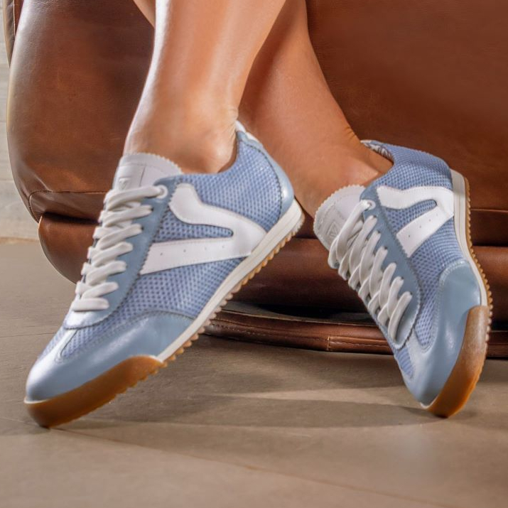 Tênis Feminino Vittal Couro Legítimo Naomi Casual Clássico Retrô Azul em Oferta na Shopee