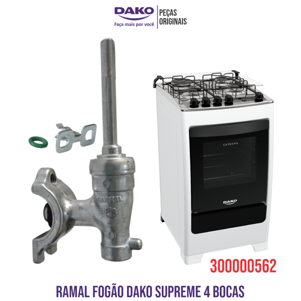 RAMAL REPOSIÇÃO(UNIDADE) FOGÃO DAKO SUPREME 4 BOCAS 300000562 100% ORIGINAL