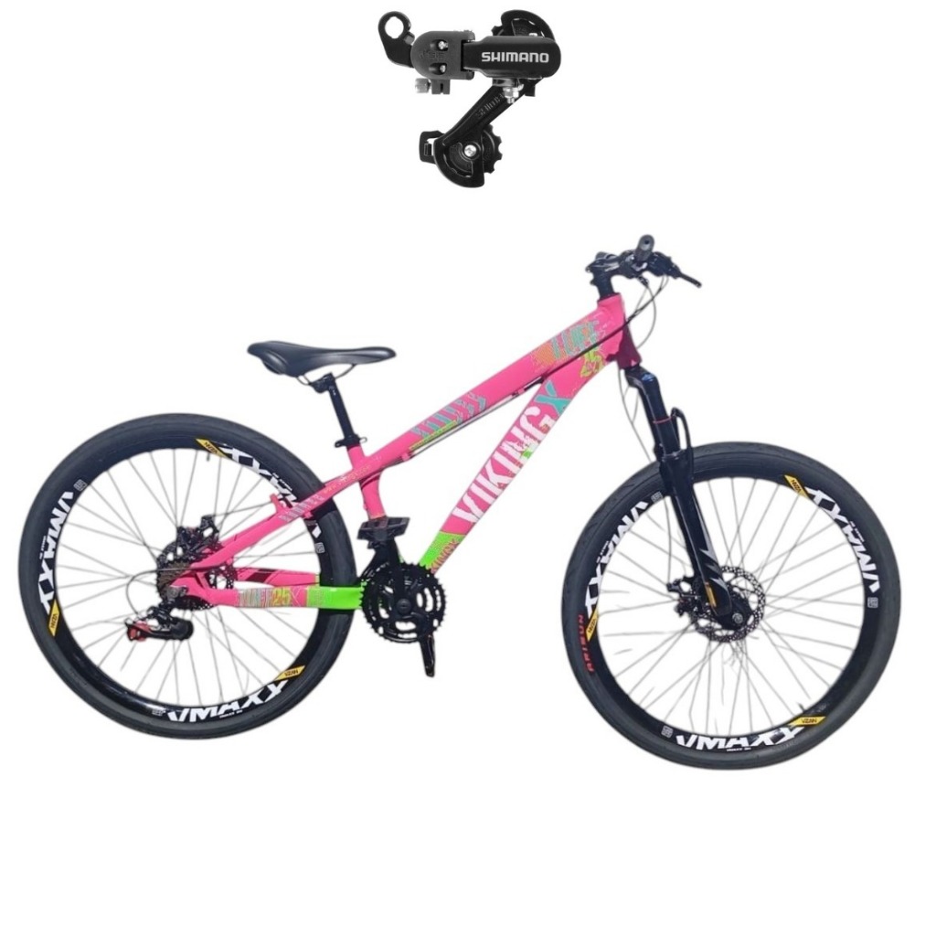 Bicicleta Viking 26 Tuff 25 Aro 26 Mtb 24 Velocidades Freio à Disco Mecânico Câmbios Shimano