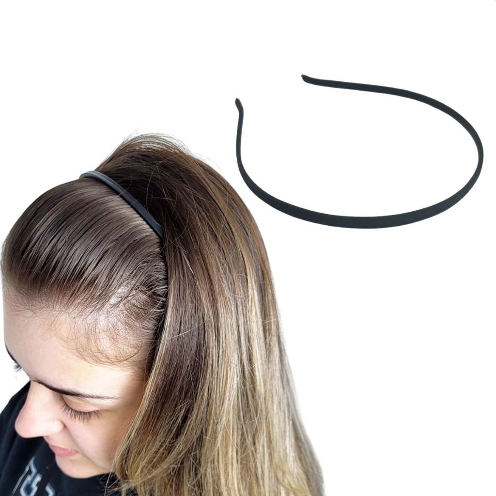 Tiara Metal Encapado No Cetim Preto Da Moda Arco Simples Unissex