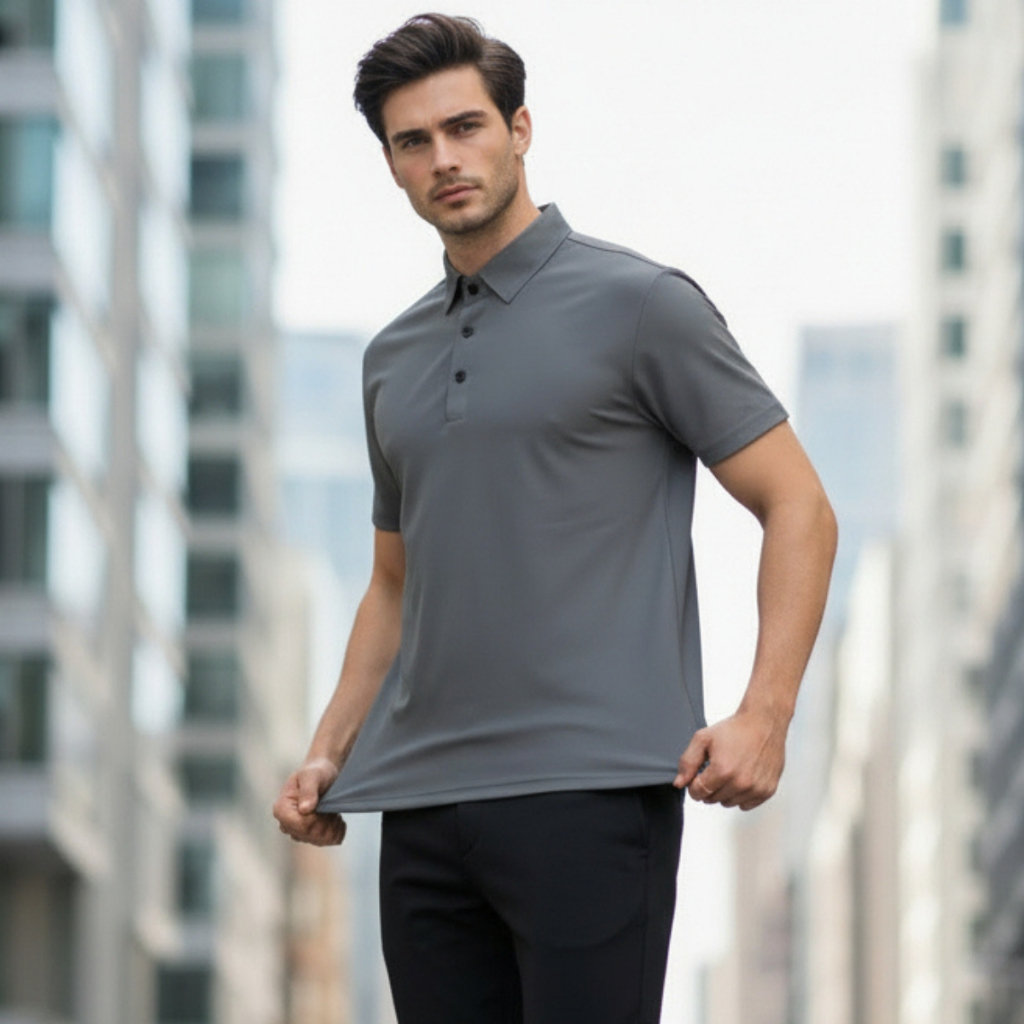 Camisa Masculina Polo Importada Confortável Tecnologia Corte a Laser em Poliamida