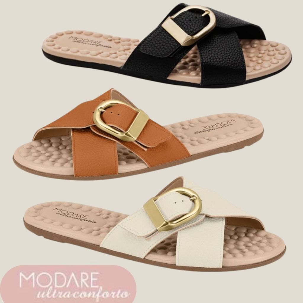 Rasteira Modare Original Lançamento Feminina Com Ajuste Leve Ortopedica Confortavel Antiderrapante