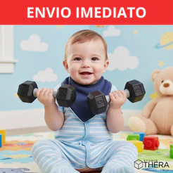 Chocalho de Bebê Divertido Halteres Bebê Fitness com Pegada Segura e Confortável