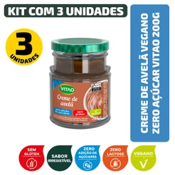 Kit Creme De Avelã Vegano Zero Açúcar Vitao 200G - 3 Unidades
