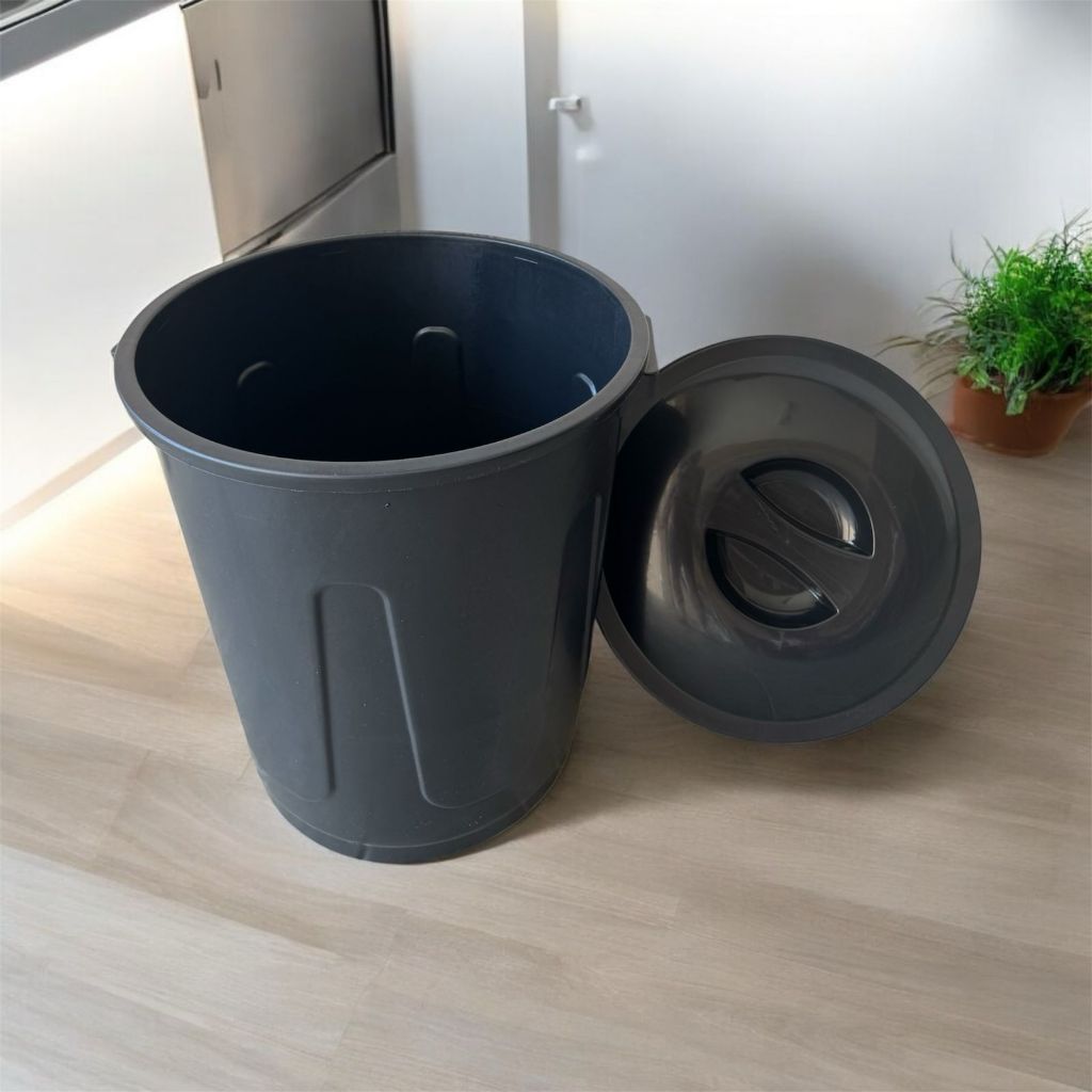 Cesto de Roupa 60L com Tampa Grande Preto Organizador Casa Utilidades