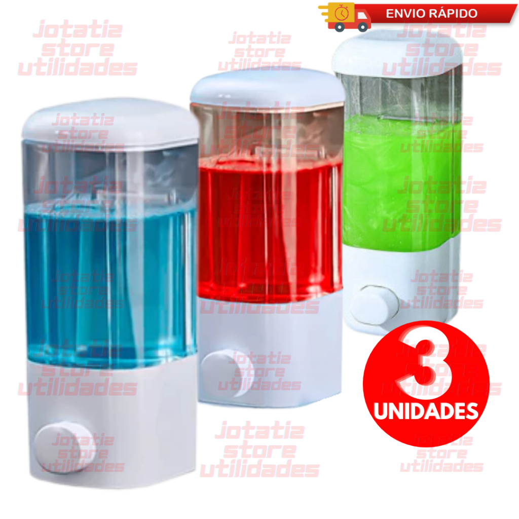 Kit 03/ 02/ 01 Dispenser De Parede Premium Porta Shampoo Condicionador Sabonete Detergente Com Ventosa Para Banheiro