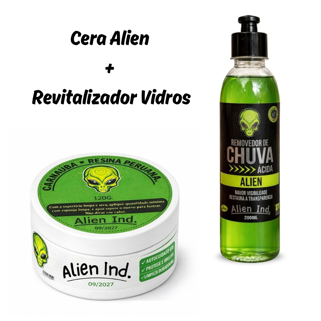Kit Cera Alien + Limpa Vidros/Removedor De Chuva Ácida  2 em 1. Automotivo em Oferta na Shopee