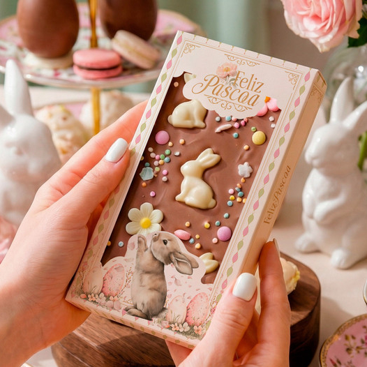 10 Unidades - Caixa para Barra e doces de Páscoa - Casca 82g - Embalagem Presente Delicada em Oferta na Shopee