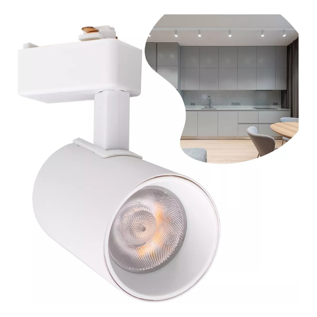 Luminária Spot Para Trilho Eletrificado Branco 20w 4000k Branco Neutro Iluminação Cozinha Escritório