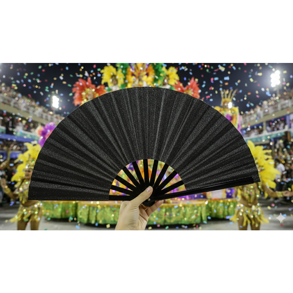 Leque Grande Glitter - Resistente, Som, Festas, Show e Carnaval