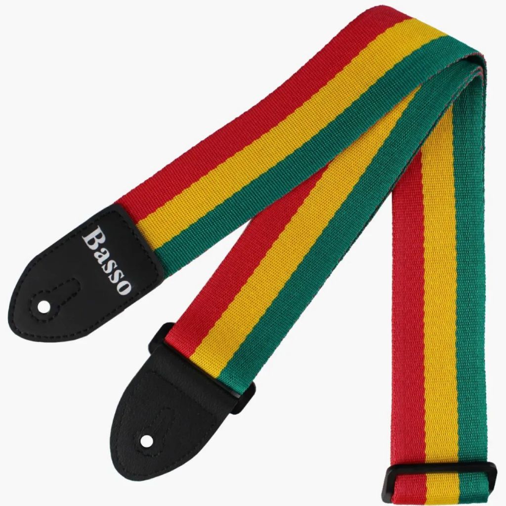 CORREIA BASSO COLORIDO REGGAE ESTAMPADA SINTÉTICO VIOLÃO GUITARRA CONTRA BAIXO UKULELE CAVACO ALÇA CINTA REGULÁVEL