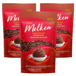 3 Uni Granulado Granulé Chocolate ao Leite Melken 400g Harald