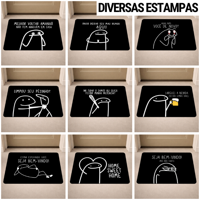 Tapete de Porta Antiderrapante - Flork - Entrada - Diversas Estampas - Emborrachado - 40x60