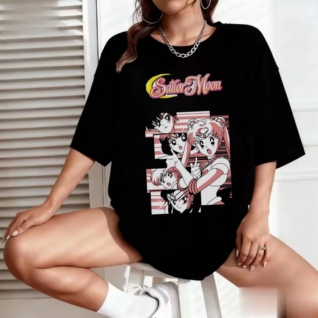 Camiseta Feminina Oversized - Sailor Moo Guerreiras Lunares Aftersoul | Unissex Plus size do P ao G6