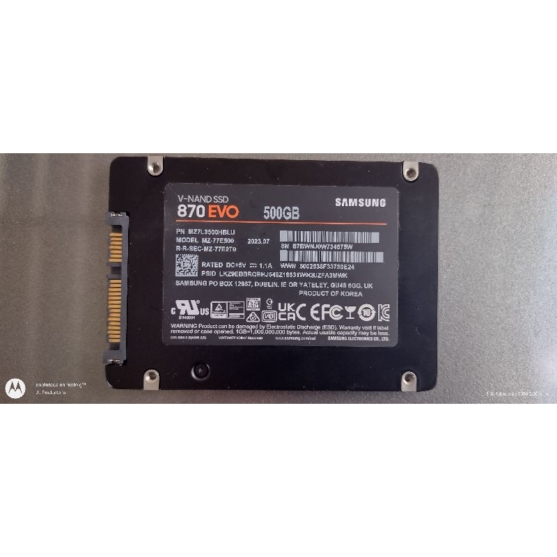 SSD Samsung 870 EVO 500GB - Saúde 100%