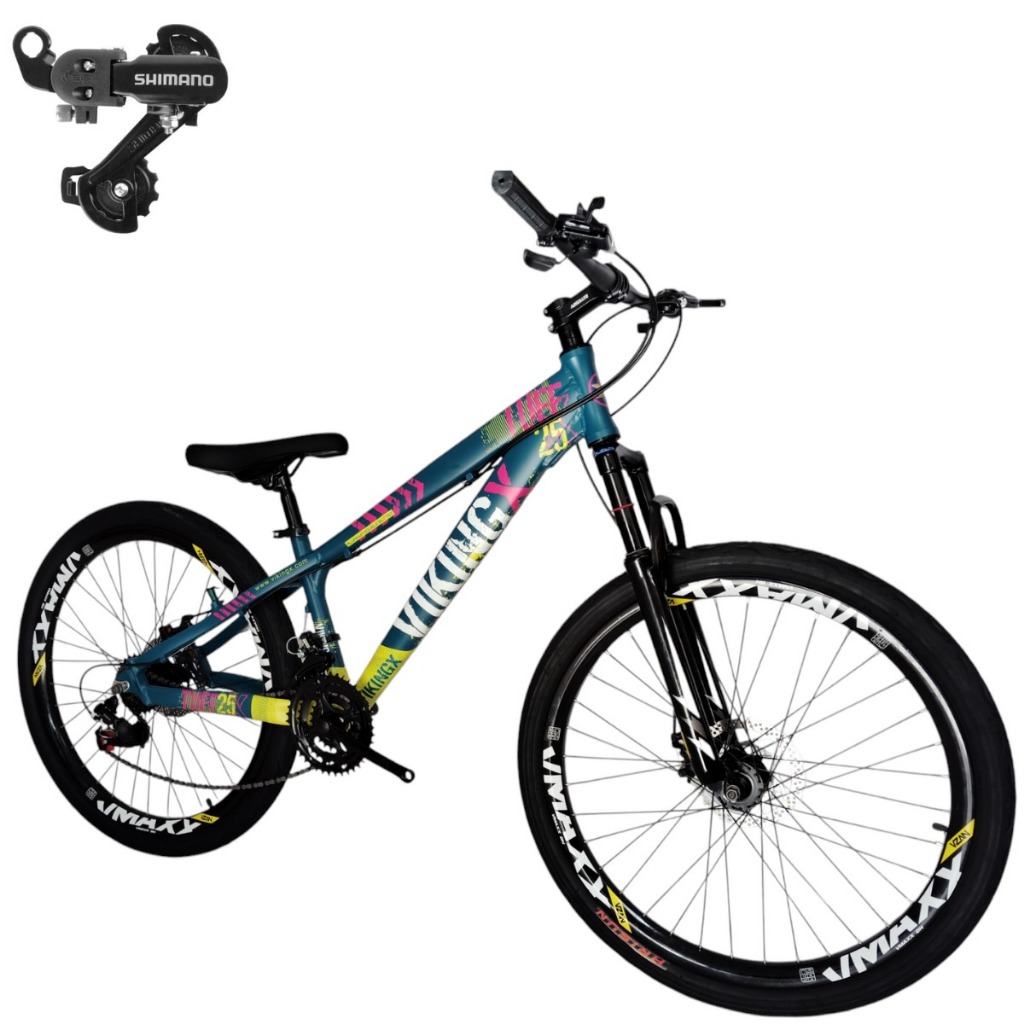 Bicicleta Viking 26 A-26 Tuff 25 Mtb 24 Marchas Freio à Disco Mecânico Câmbios Shimano