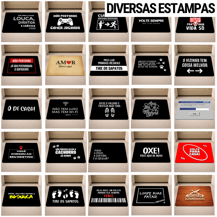 Tapete de porta - Frases - Entrada - Divertido - Antiderrapante - 40x60 - Decoração - Casa em Oferta na Shopee