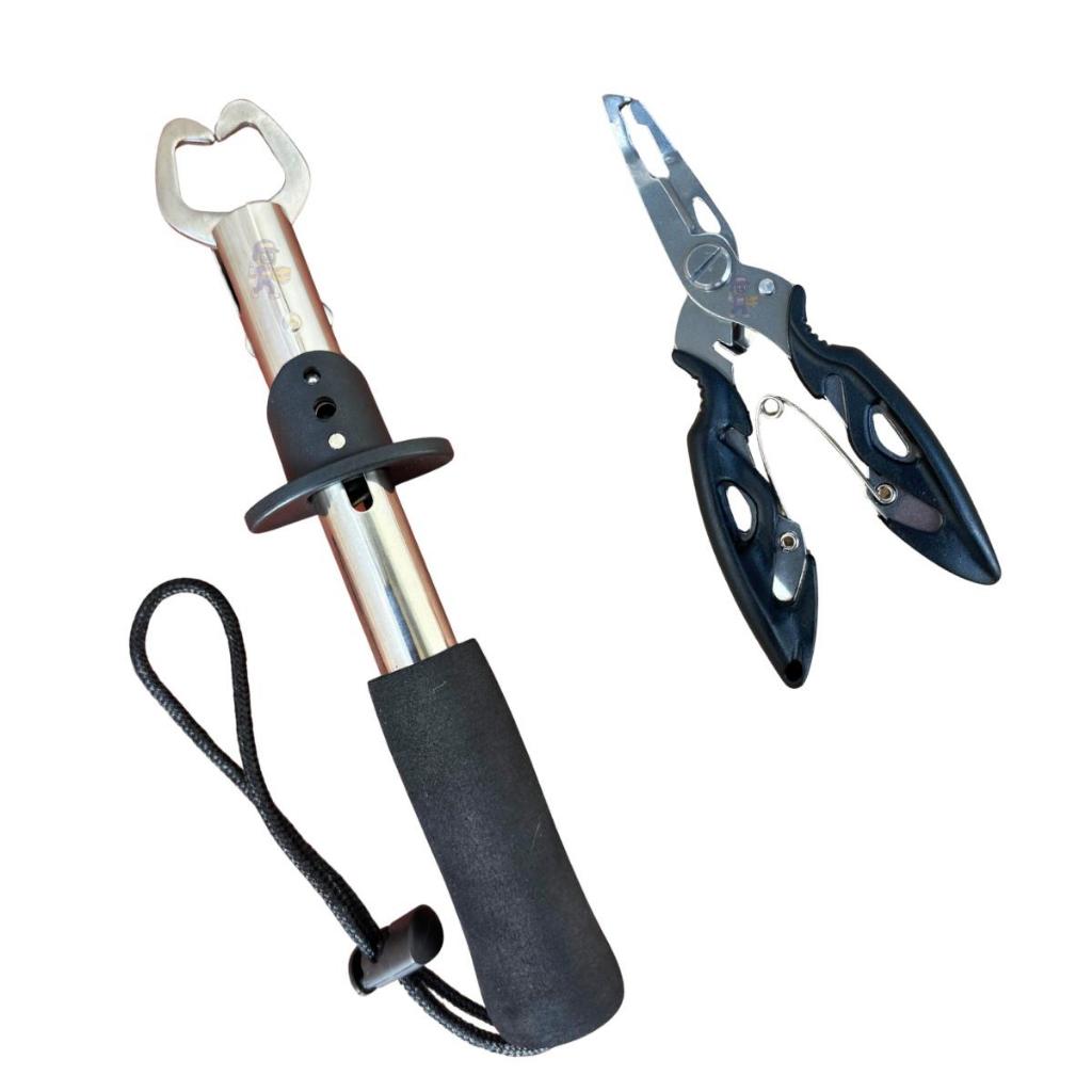 kit Alicate Contenção Pega Peixe + Alicate Multifuncional Pesca Cmik