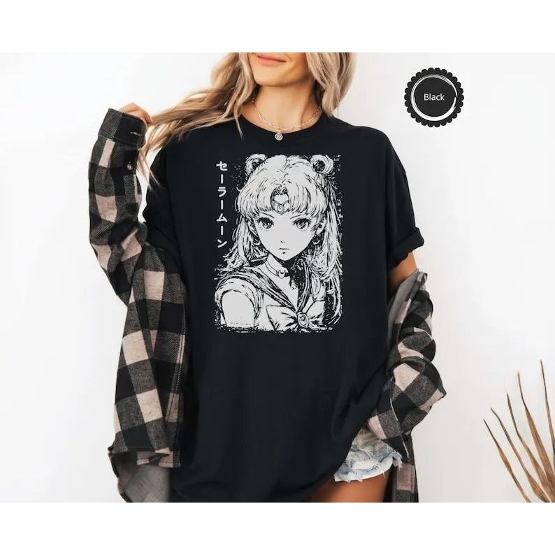 Camiseta Feminina Oversized Sailor Moon Arte Mangá Aftersoul Unissex Plus Size P ao G5 100% Algodão