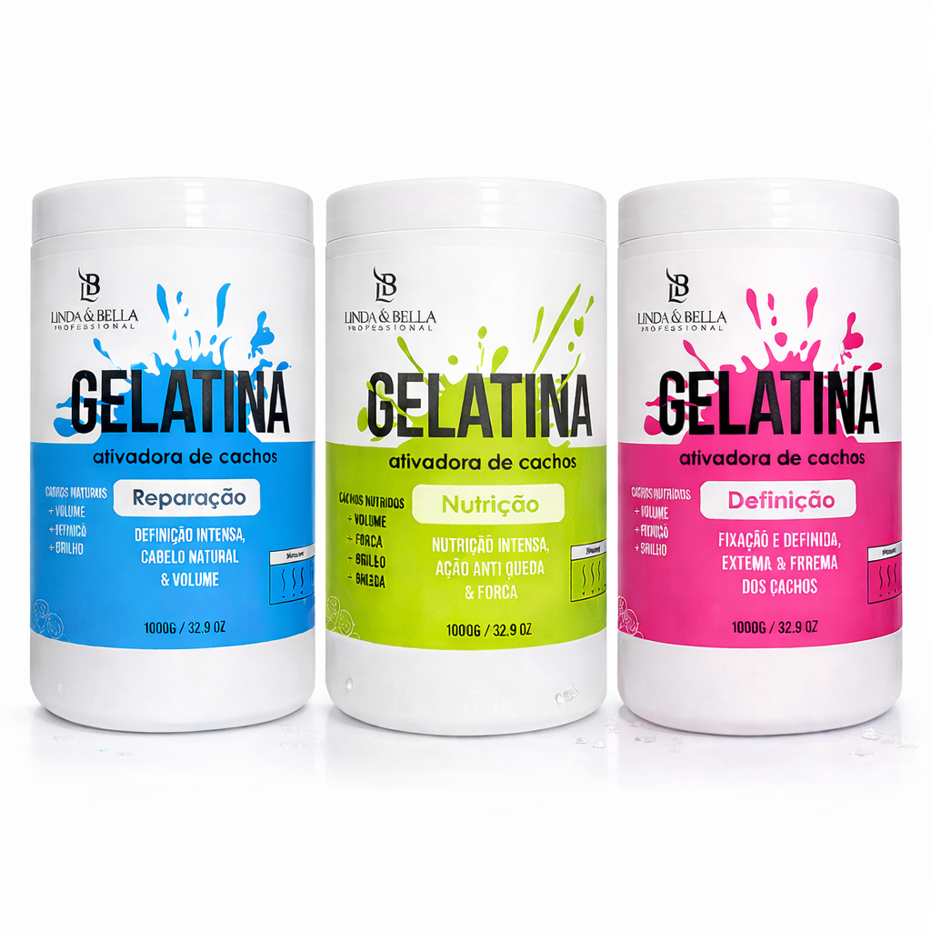 Gelatina Capilar 1kg Super Hidratação Reparação Nutrição Fixação Total Antifrizz Linda&Bella em Oferta na Shopee