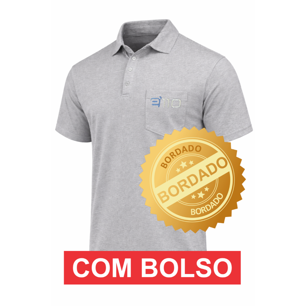 Polo com Bolso bordado modelo luxo personalizado com sua logomarca, empresa uniforme trabalho profissional em Oferta na Shopee