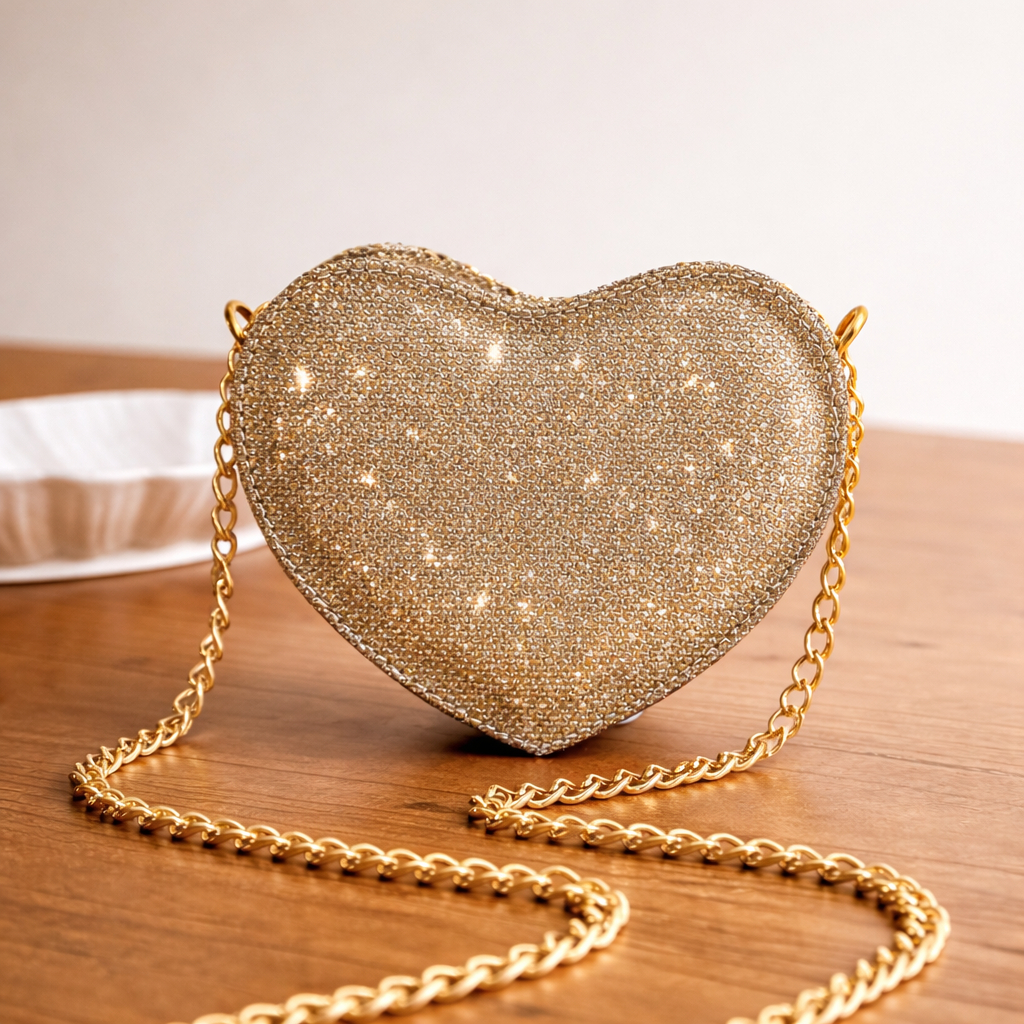 Mini Bolsa Coração Transversal de Festa com Alça de Corrente em Oferta na Shopee
