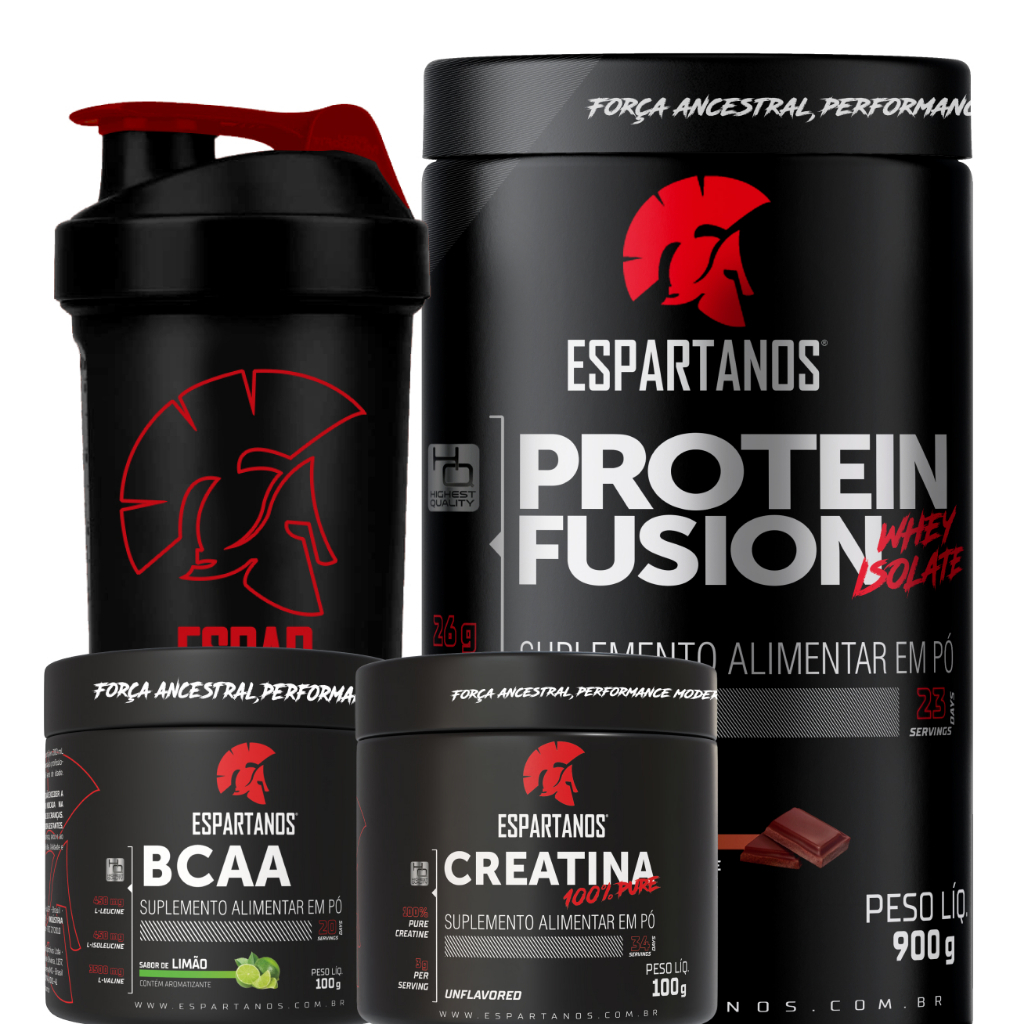 Kit Whey Protein Fusion + Bcaa + Creatina + Shaker