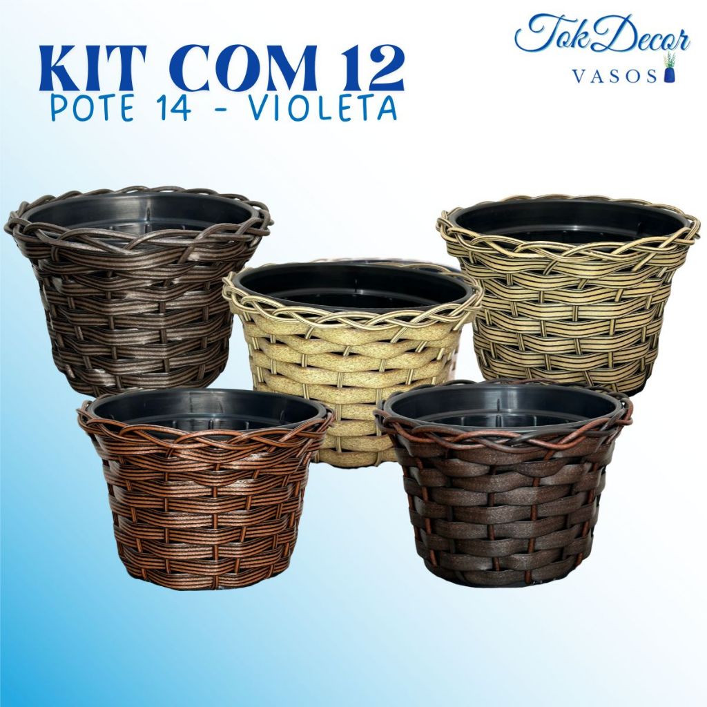 Vaso de Planta Suculenta e Cacto Pote N 14 (pote violeta) -  Kit com 12