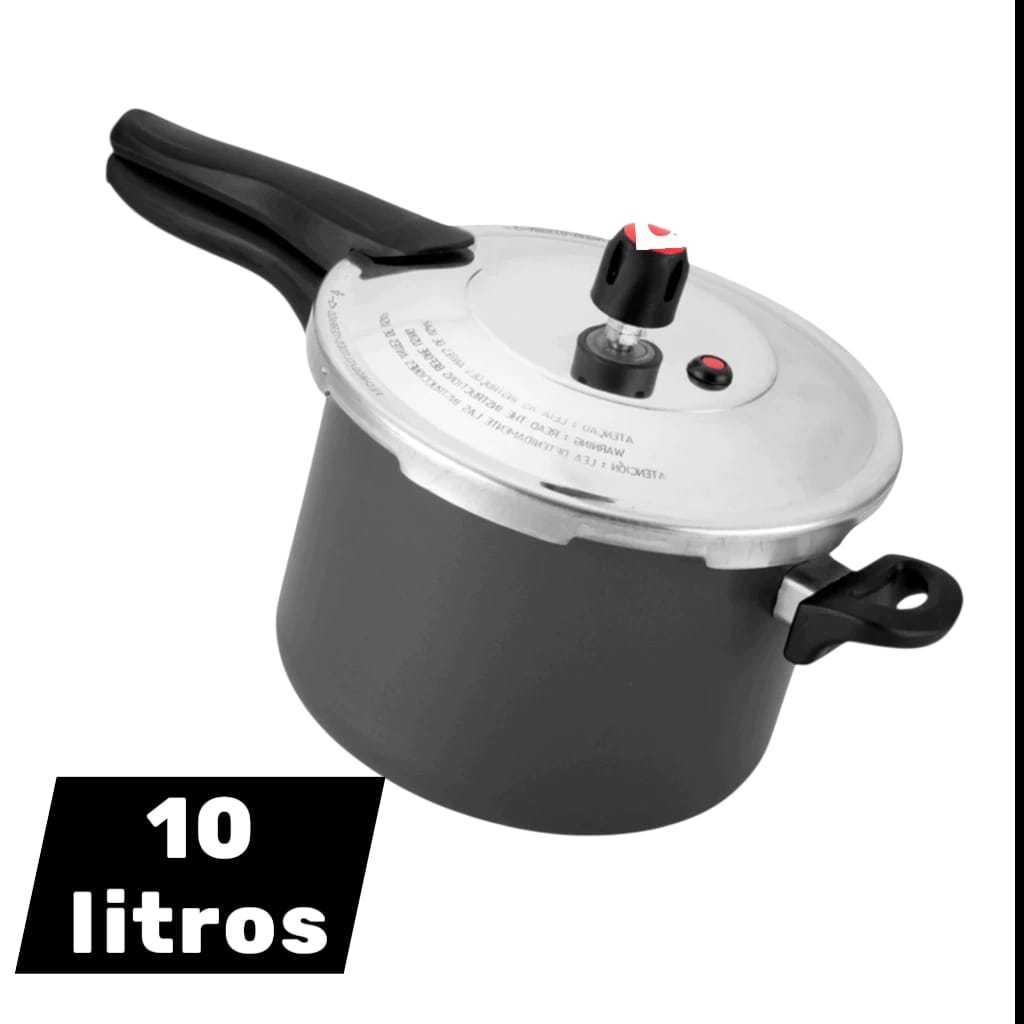 PANELA DE PRESSÃO PRESAO FECHAMENTO EXTERNO 10 LITROS PRETA CRAKEADA + ENVIO RÁPIDO em Oferta na Shopee