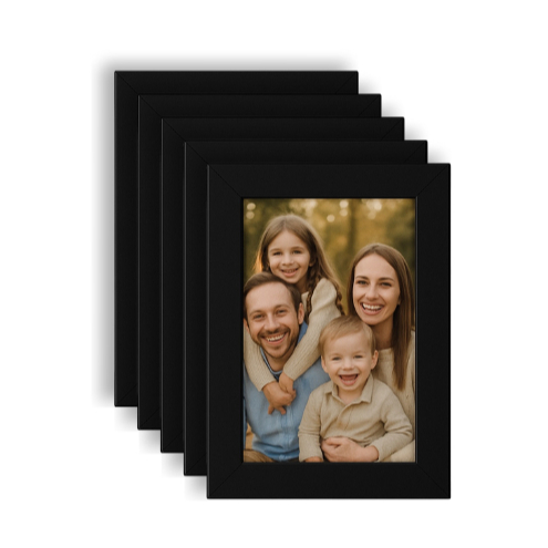 Kit Com 4 Porta Retrato 10x15cm Preto Com Vidro.