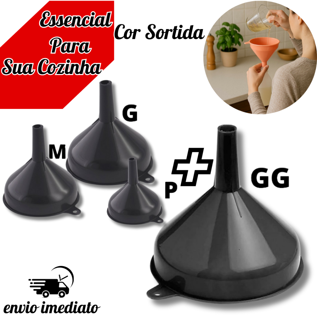 Funis de Plástico (P, M, G e GG) – Cores Sortidas | Cozinha, Oficina, Bares  e Mais! em Oferta na Shopee