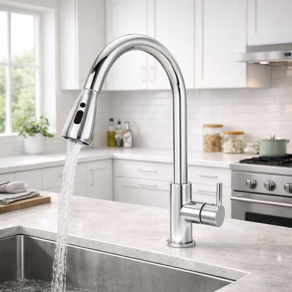 Torneira Gourmet Monocomando Com Extensor Ducha Pull Down Ducha Spray Arejador Articulado - Variação