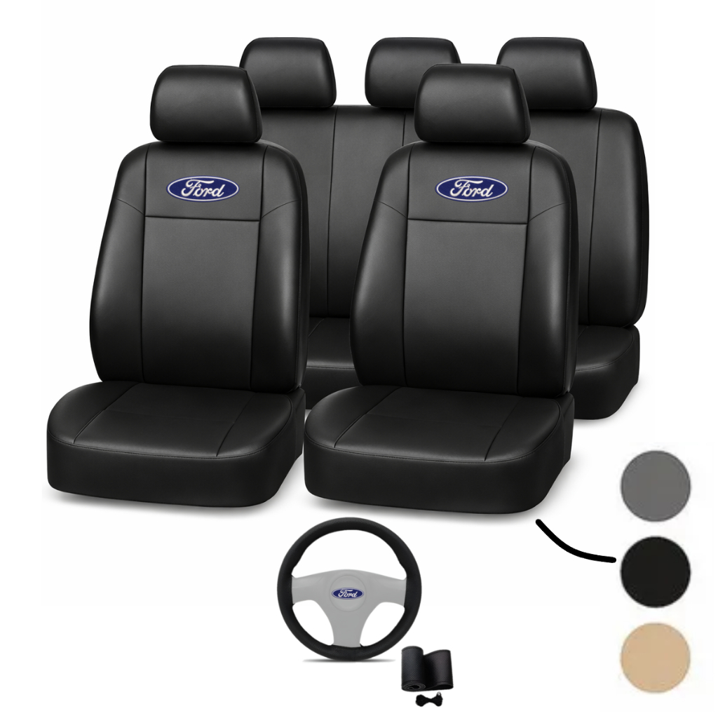 Jogo capa de banco carro de couro grosso Ford Ka Hatch Sedan Fiesta Escort Ecosport Mondeo Verona Focus