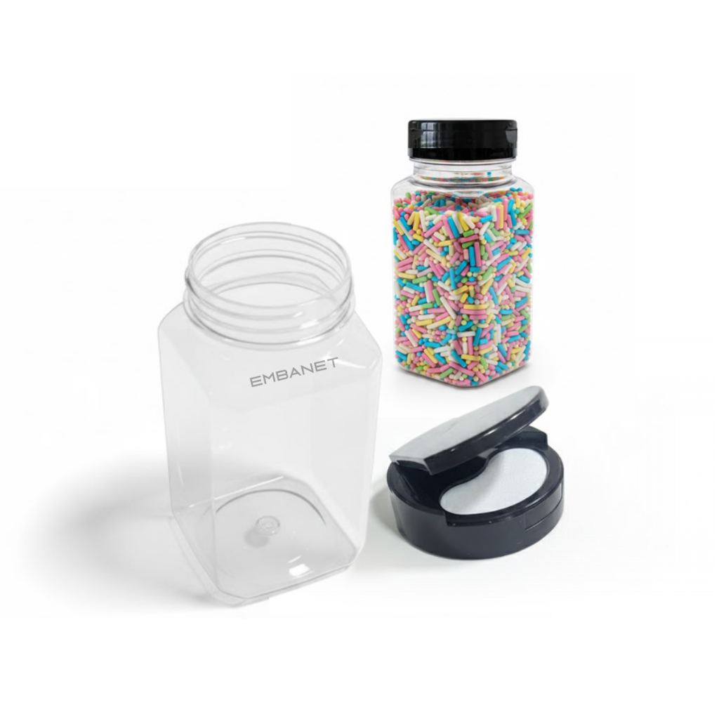 Pote P/ Tempero Condimento 220ml Quadrado Com Tampa Flip-top
