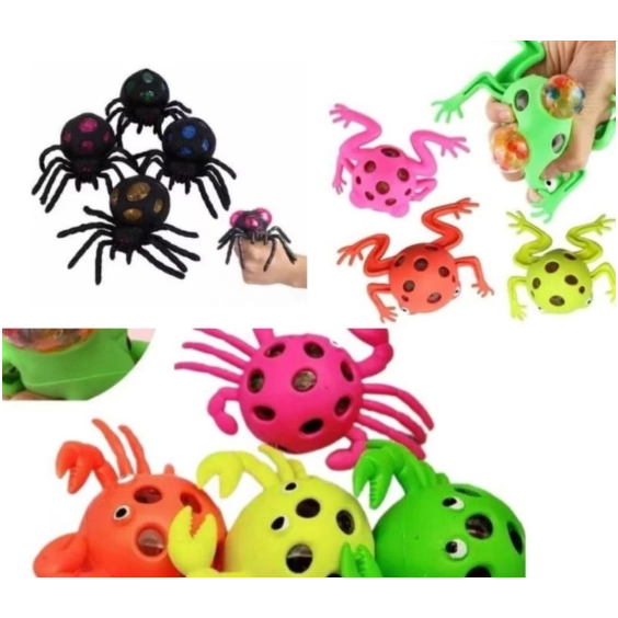 KiT Squishy Ball Brinquedo Anti Stresse de Apertar Alívio Pressão Formato Sapo /Aranha /Caranguejo em Oferta na Shopee