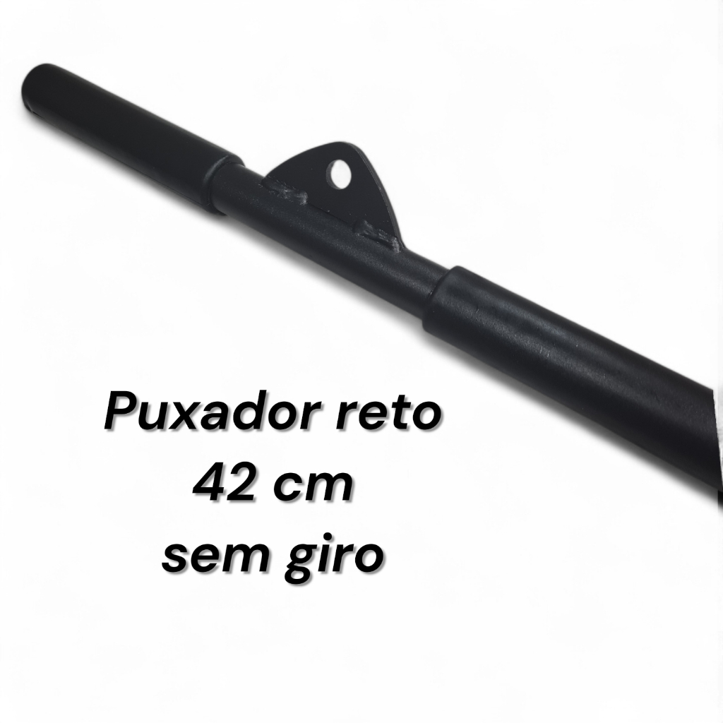 Puxador barra reto 42 cm sem giro com manoplas musculação academia